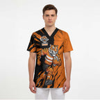 Personalized Wests Tigers Scrub Top Dynamic Lightning Mascot Rugby Australia