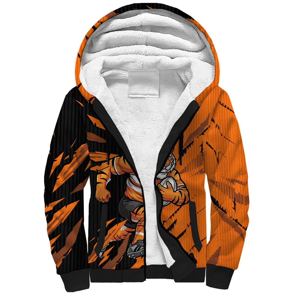 Personalized Wests Tigers Sherpa Hoodie Dynamic Lightning Mascot Rugby Australia