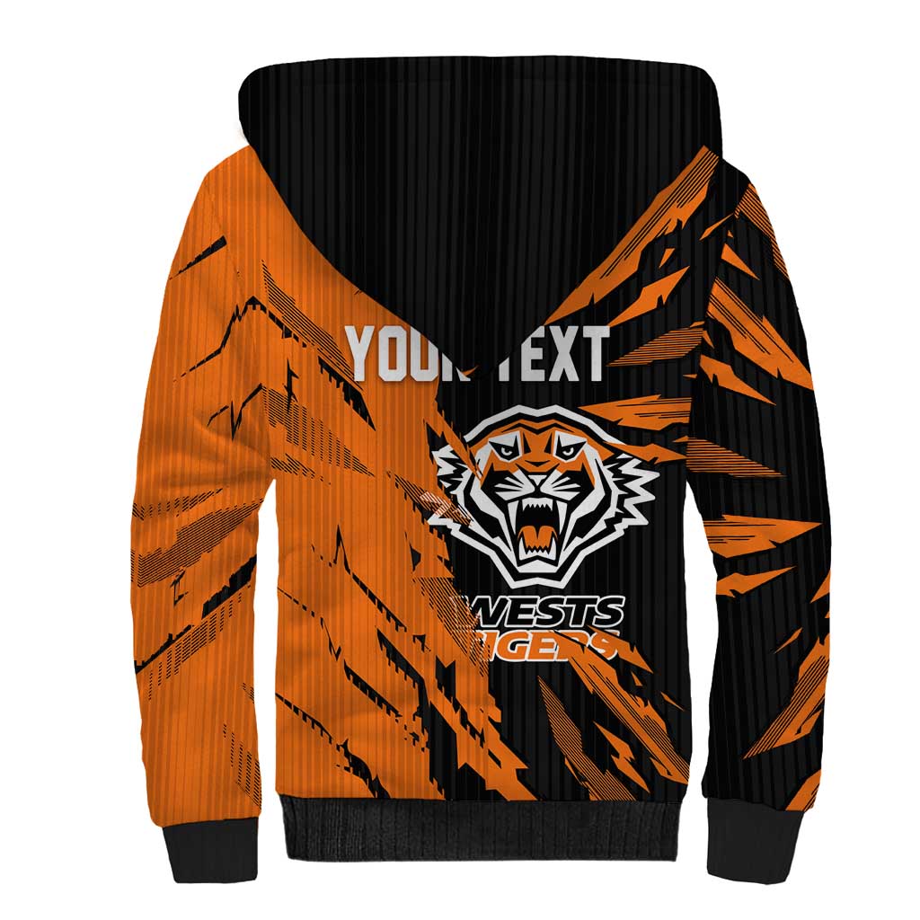 Personalized Wests Tigers Sherpa Hoodie Dynamic Lightning Mascot Rugby Australia