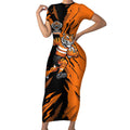 Personalized Wests Tigers Short Sleeve Bodycon Dress Dynamic Lightning Mascot Rugby Australia