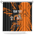 Personalized Wests Tigers Shower Curtain Dynamic Lightning Mascot Rugby Australia