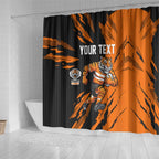 Personalized Wests Tigers Shower Curtain Dynamic Lightning Mascot Rugby Australia
