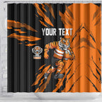 Personalized Wests Tigers Shower Curtain Dynamic Lightning Mascot Rugby Australia