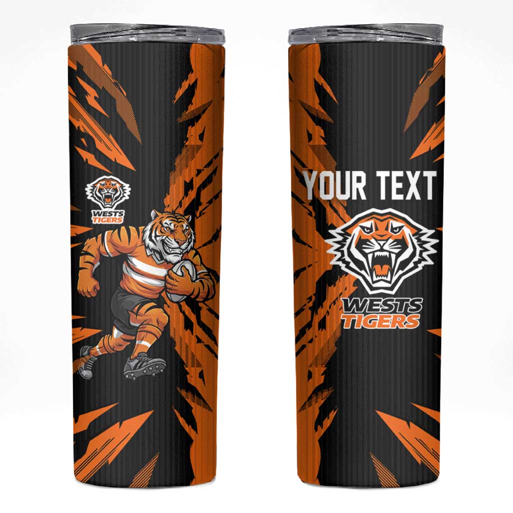 Personalized Wests Tigers Skinny Tumbler Dynamic Lightning Mascot Rugby Australia