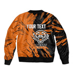 Personalized Wests Tigers Sleeve Zip Bomber Jacket Dynamic Lightning Mascot Rugby Australia