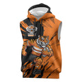 Personalized Wests Tigers Sleeveless Hoodie Dynamic Lightning Mascot Rugby Australia