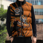 Personalized Wests Tigers Sleeveless Puffer Jacket Dynamic Lightning Mascot Rugby Australia