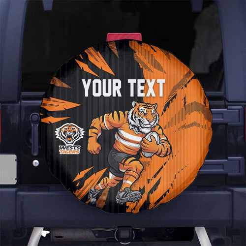 Personalized Wests Tigers Spare Tire Cover Dynamic Lightning Mascot Rugby Australia
