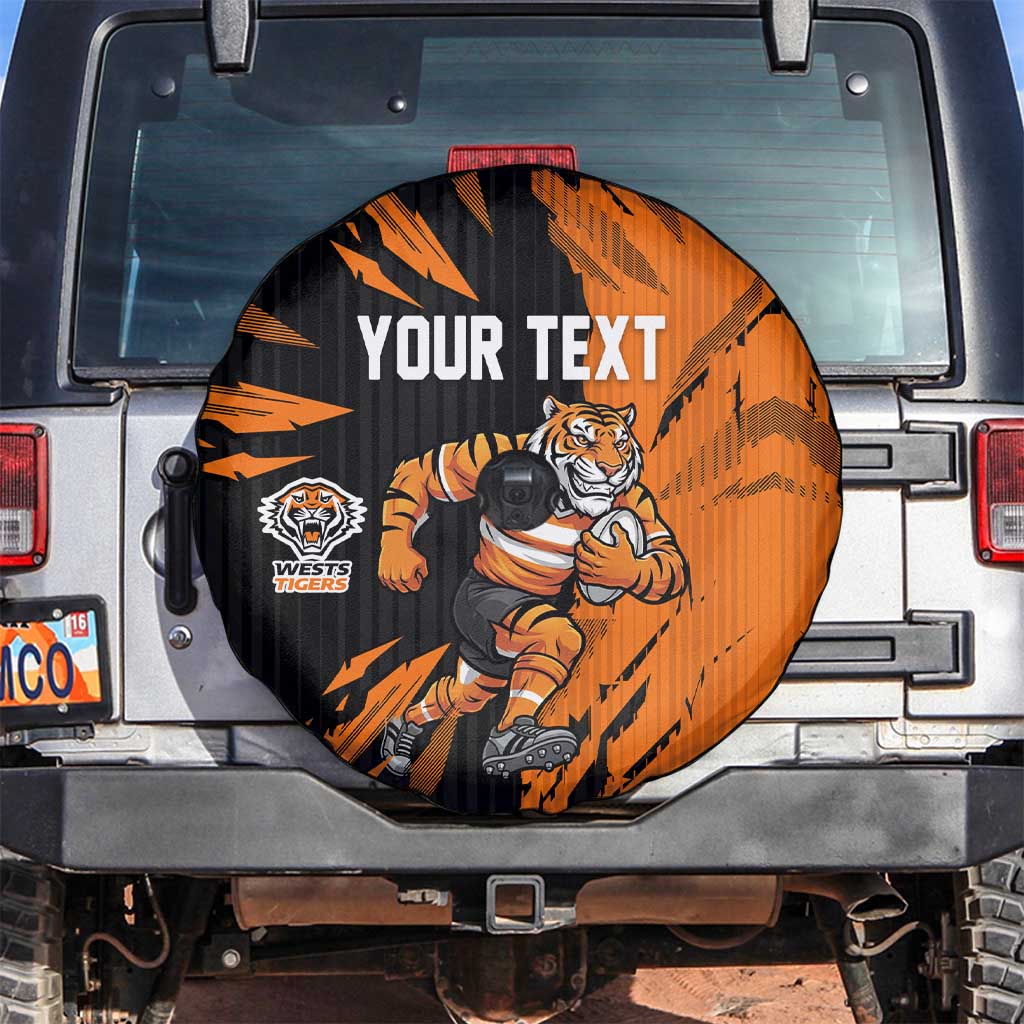 Personalized Wests Tigers Spare Tire Cover Dynamic Lightning Mascot Rugby Australia