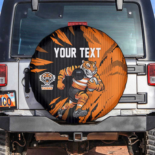 Personalized Wests Tigers Spare Tire Cover Dynamic Lightning Mascot Rugby Australia