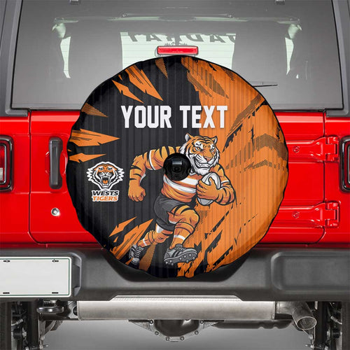 Personalized Wests Tigers Spare Tire Cover Dynamic Lightning Mascot Rugby Australia