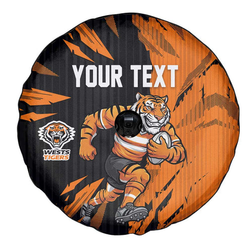 Personalized Wests Tigers Spare Tire Cover Dynamic Lightning Mascot Rugby Australia