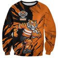 Personalized Wests Tigers Sweatshirt Dynamic Lightning Mascot Rugby Australia