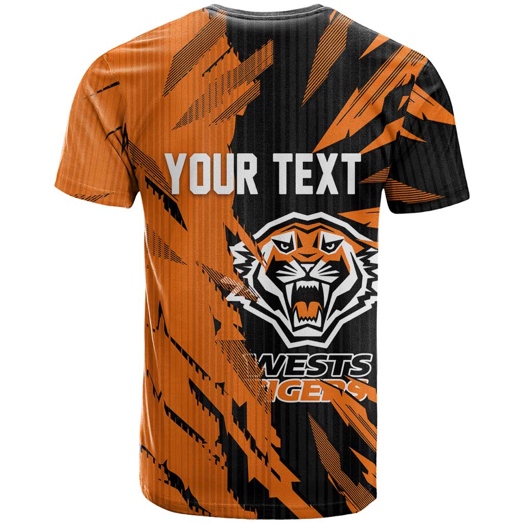 Personalized Wests Tigers T Shirt Dynamic Lightning Mascot Rugby Australia
