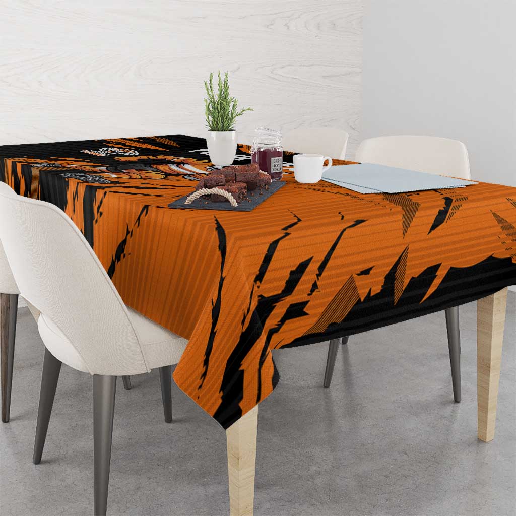 Personalized Wests Tigers Tablecloth Dynamic Lightning Mascot Rugby Australia