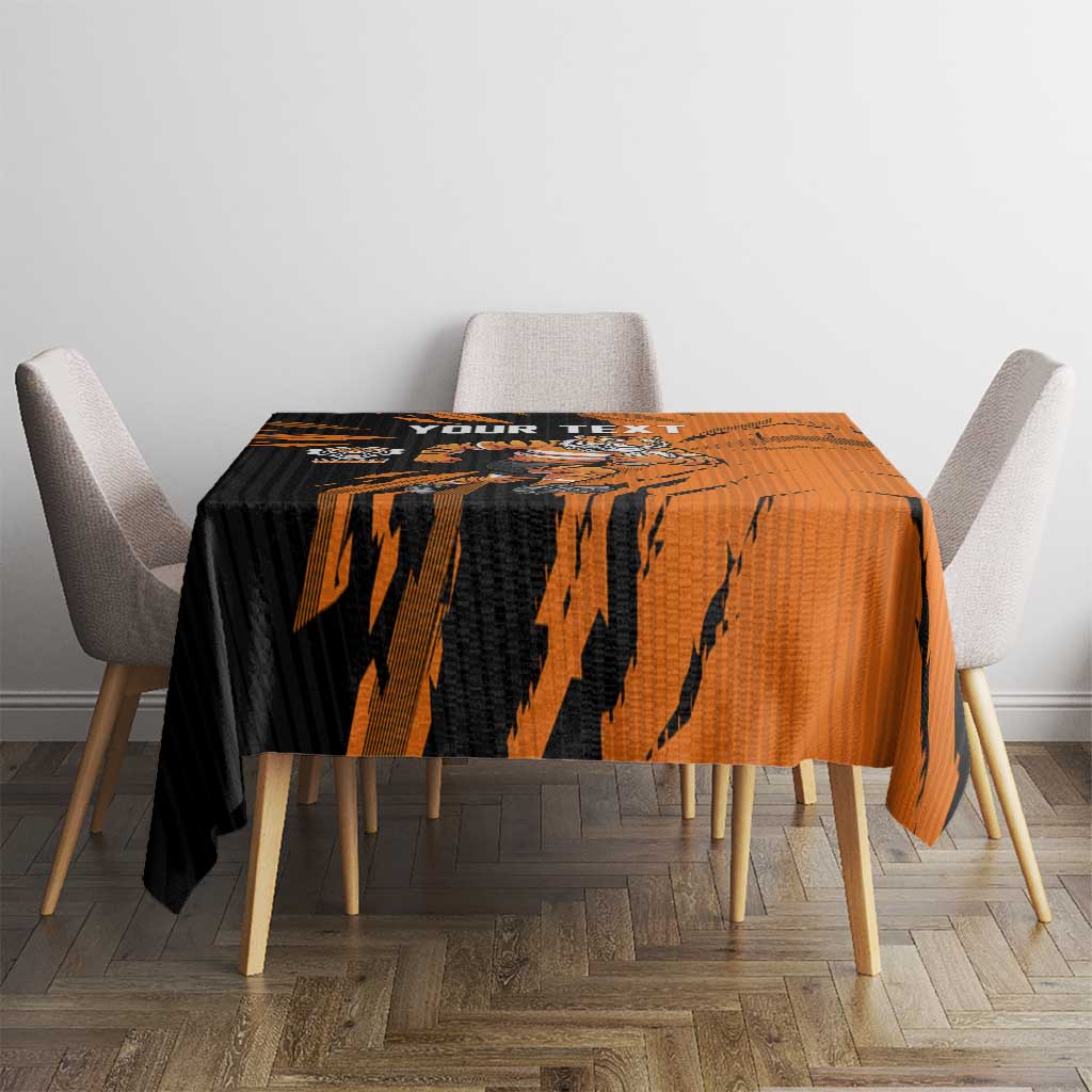 Personalized Wests Tigers Tablecloth Dynamic Lightning Mascot Rugby Australia