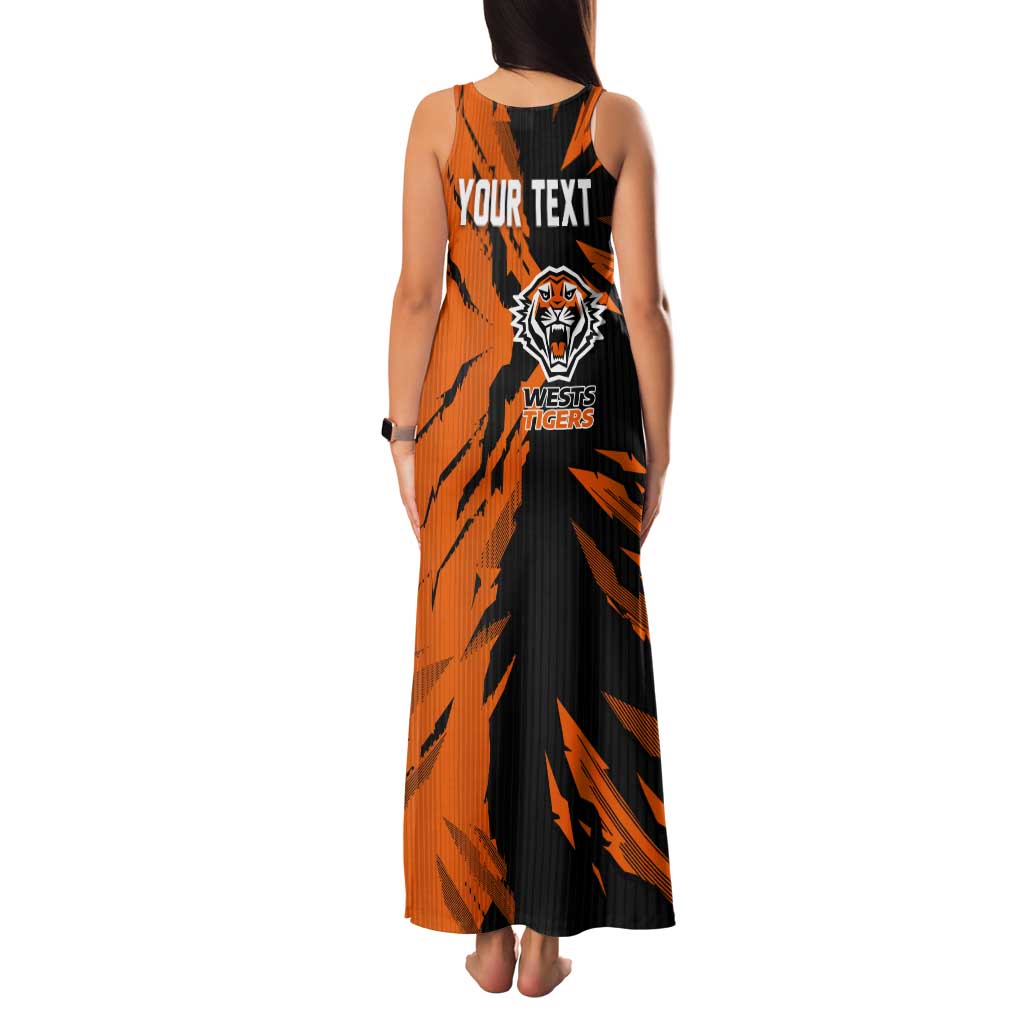 Personalized Wests Tigers Tank Maxi Dress Dynamic Lightning Mascot Rugby Australia