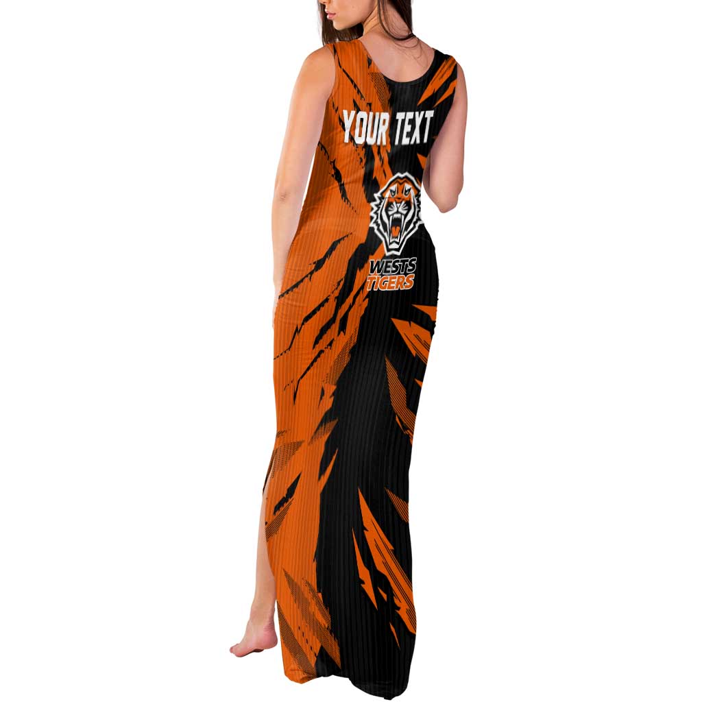 Personalized Wests Tigers Tank Maxi Dress Dynamic Lightning Mascot Rugby Australia