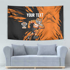 Personalized Wests Tigers Tapestry Dynamic Lightning Mascot Rugby Australia