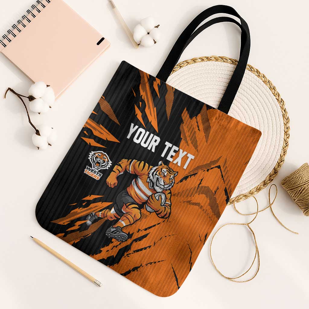 Personalized Wests Tigers Tote Bag Dynamic Lightning Mascot Rugby Australia