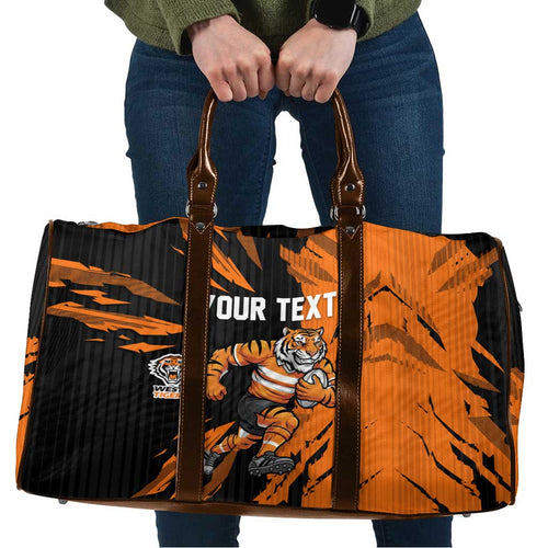 Personalized Wests Tigers Travel Bag Dynamic Lightning Mascot Rugby Australia