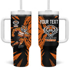 Personalized Wests Tigers Tumbler With Handle Dynamic Lightning Mascot Rugby Australia