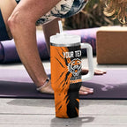 Personalized Wests Tigers Tumbler With Handle Dynamic Lightning Mascot Rugby Australia