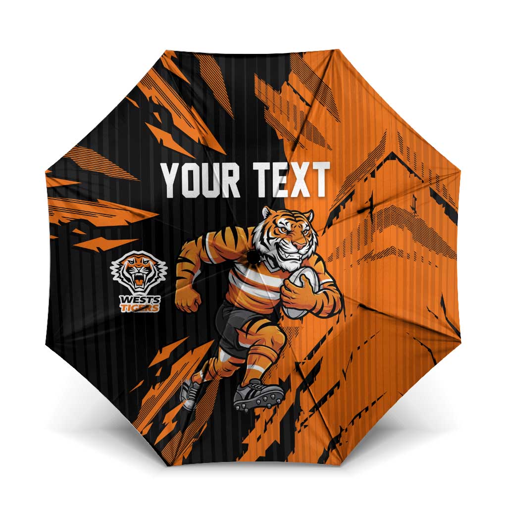 Personalized Wests Tigers Umbrella Dynamic Lightning Mascot Rugby Australia