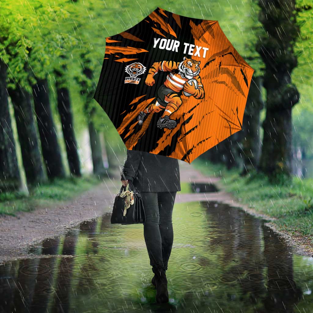Personalized Wests Tigers Umbrella Dynamic Lightning Mascot Rugby Australia