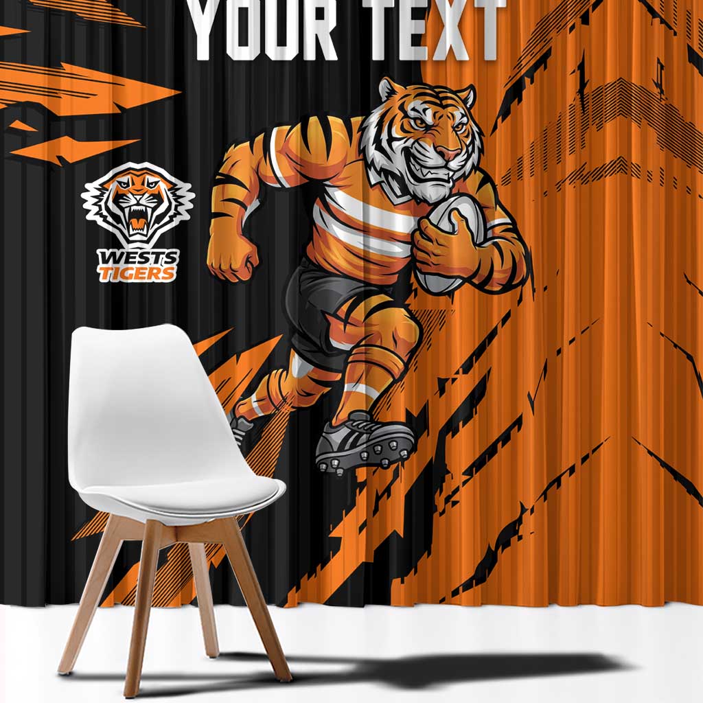 Personalized Wests Tigers Window Curtain Dynamic Lightning Mascot Rugby Australia