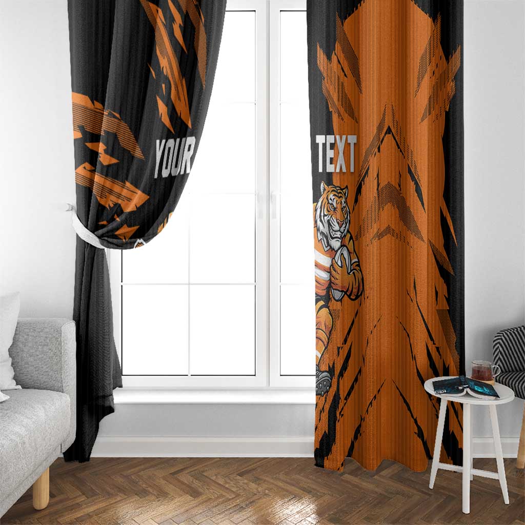 Personalized Wests Tigers Window Curtain Dynamic Lightning Mascot Rugby Australia