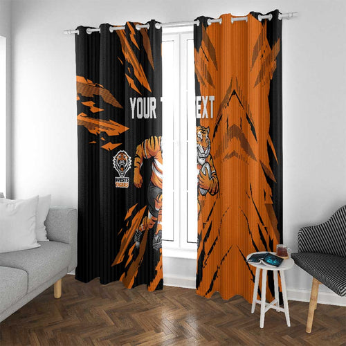 Personalized Wests Tigers Window Curtain Dynamic Lightning Mascot Rugby Australia