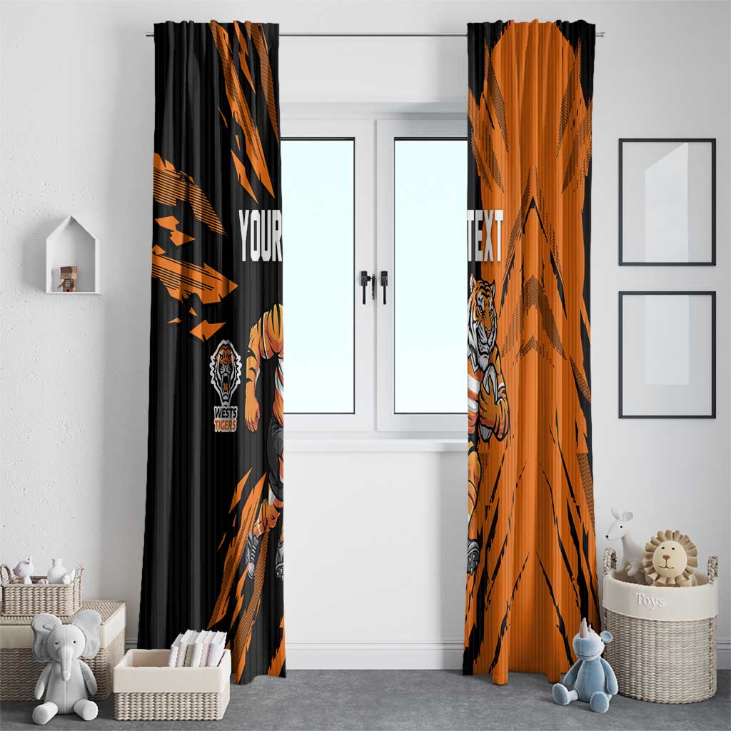 Personalized Wests Tigers Window Curtain Dynamic Lightning Mascot Rugby Australia