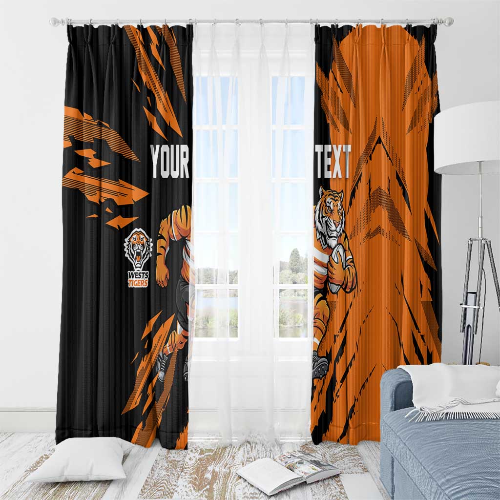 Personalized Wests Tigers Window Curtain Dynamic Lightning Mascot Rugby Australia