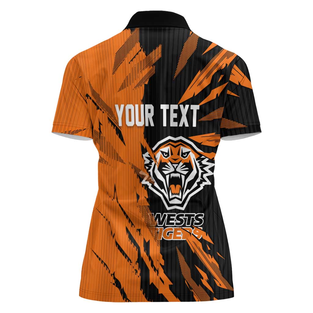 Personalized Wests Tigers Women Polo Shirt Dynamic Lightning Mascot Rugby Australia