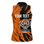 Personalized Wests Tigers Women Sleeveless Polo Shirt Dynamic Lightning Mascot Rugby Australia