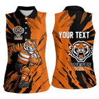 Personalized Wests Tigers Women Sleeveless Polo Shirt Dynamic Lightning Mascot Rugby Australia