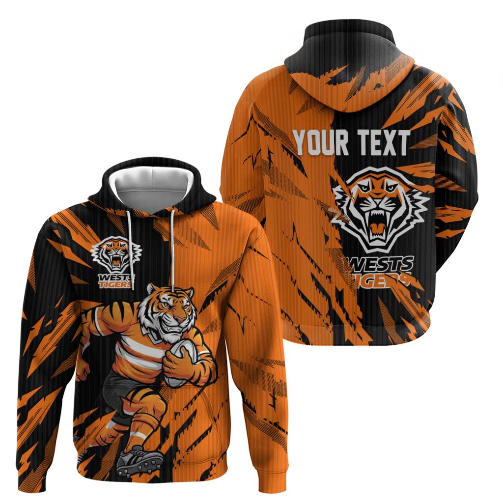 Personalized Wests Tigers Zip Hoodie Dynamic Lightning Mascot Rugby Australia