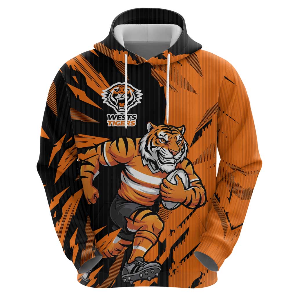 Personalized Wests Tigers Zip Hoodie Dynamic Lightning Mascot Rugby Australia