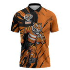 Personalized Wests Tigers Zipper Polo Shirt Dynamic Lightning Mascot Rugby Australia
