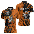 Personalized Wests Tigers Zipper Polo Shirt Dynamic Lightning Mascot Rugby Australia