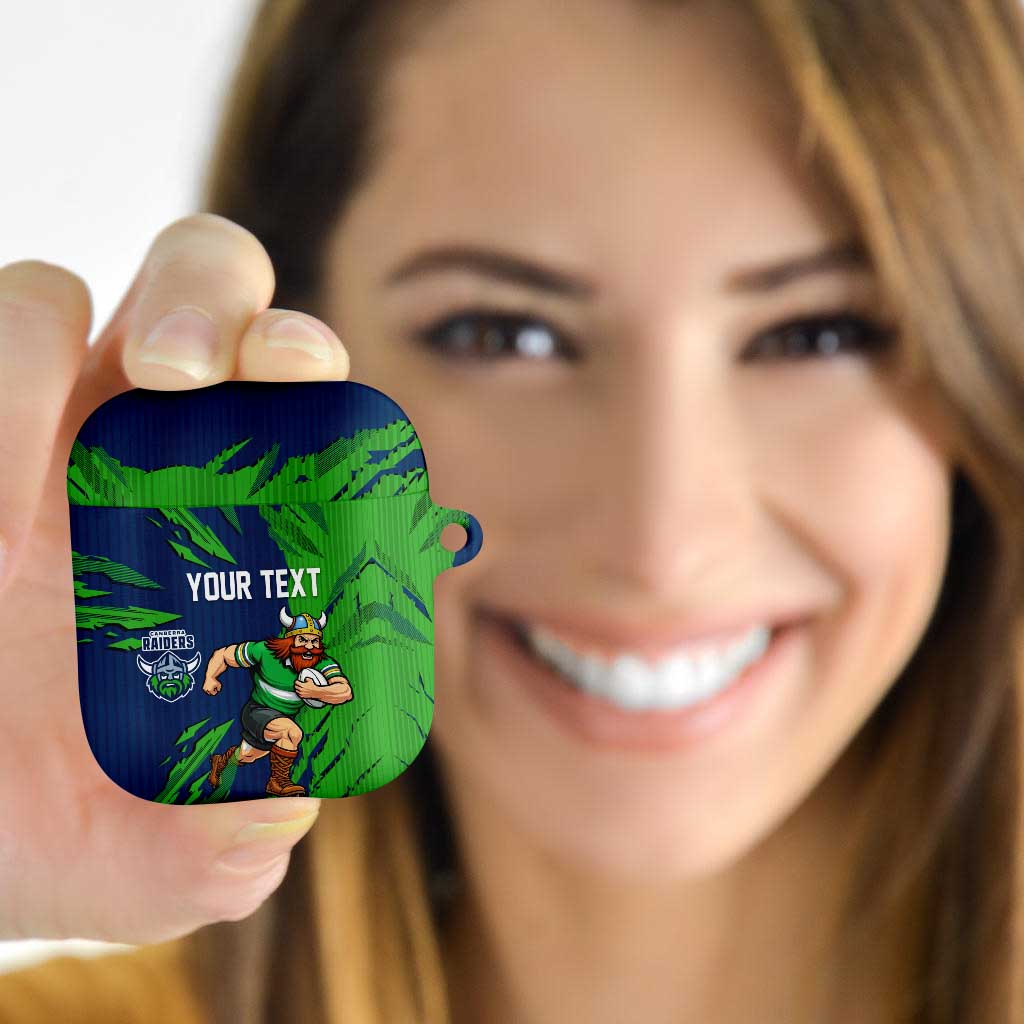 Personalized Canberra Raiders AirPods Case Dynamic Lightning Mascot Rugby Australia