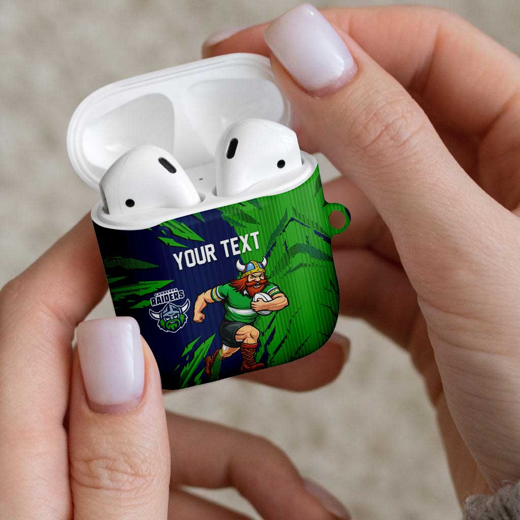Personalized Canberra Raiders AirPods Case Dynamic Lightning Mascot Rugby Australia