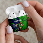 Personalized Canberra Raiders AirPods Case Dynamic Lightning Mascot Rugby Australia