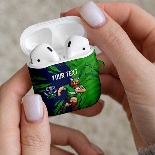 Personalized Canberra Raiders AirPods Case Dynamic Lightning Mascot Rugby Australia