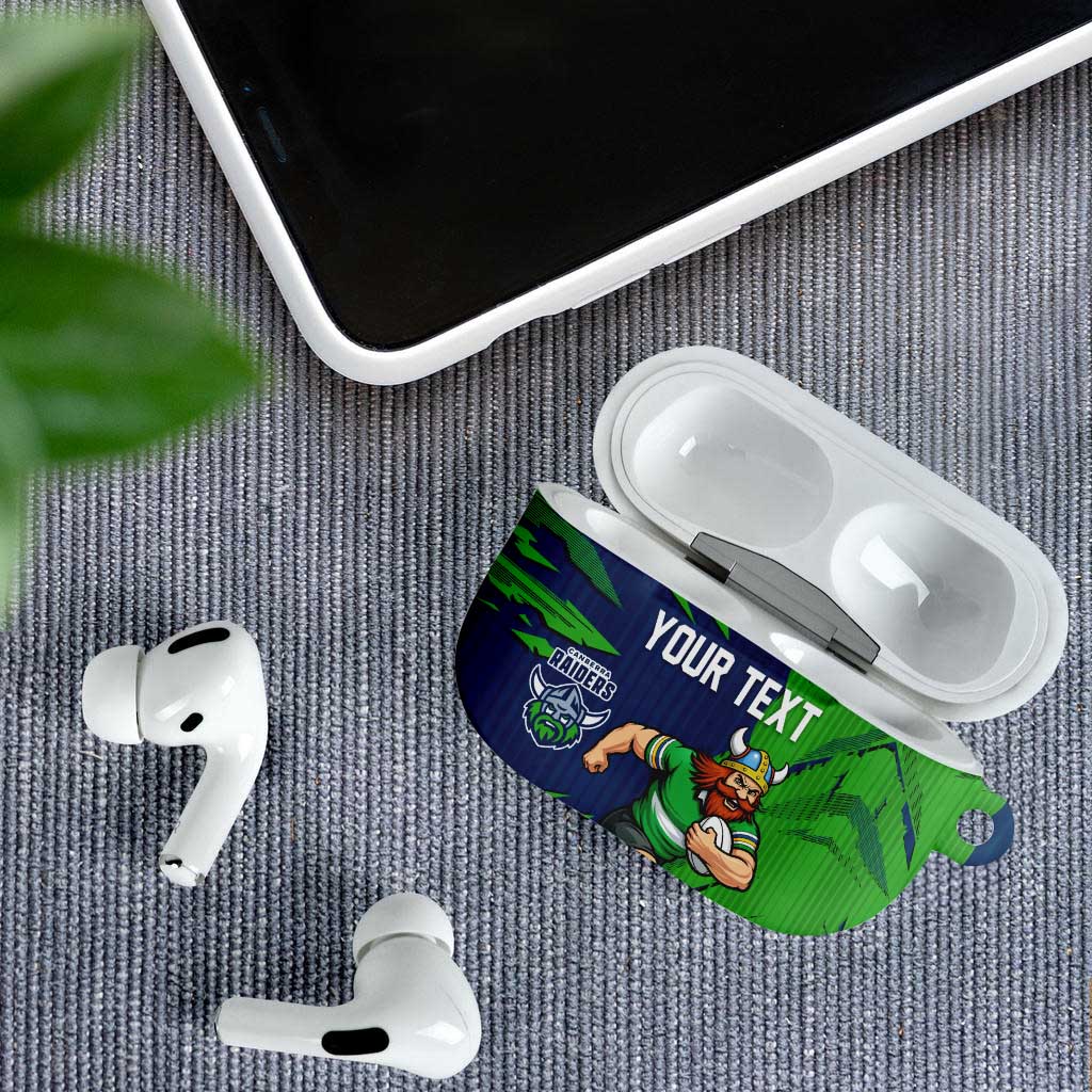Personalized Canberra Raiders AirPods Case Dynamic Lightning Mascot Rugby Australia