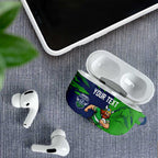 Personalized Canberra Raiders AirPods Case Dynamic Lightning Mascot Rugby Australia