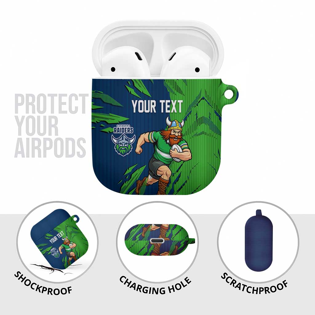 Personalized Canberra Raiders AirPods Case Dynamic Lightning Mascot Rugby Australia