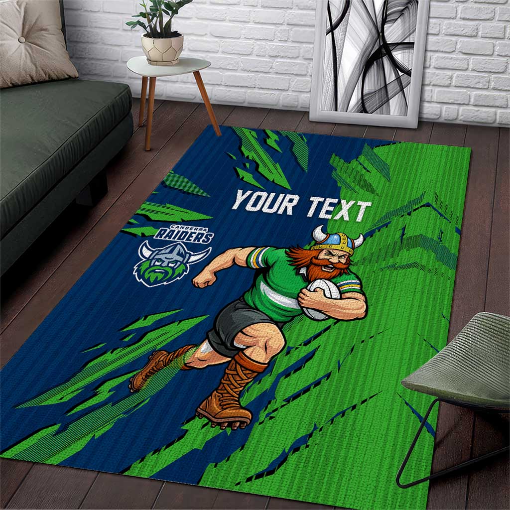 Personalized Canberra Raiders Area Rug Dynamic Lightning Mascot Rugby Australia