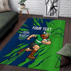 Personalized Canberra Raiders Area Rug Dynamic Lightning Mascot Rugby Australia